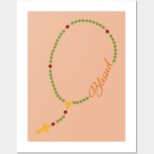 Blessed Colorful Rosary Fall Typography Thanksgiving Posters and Art